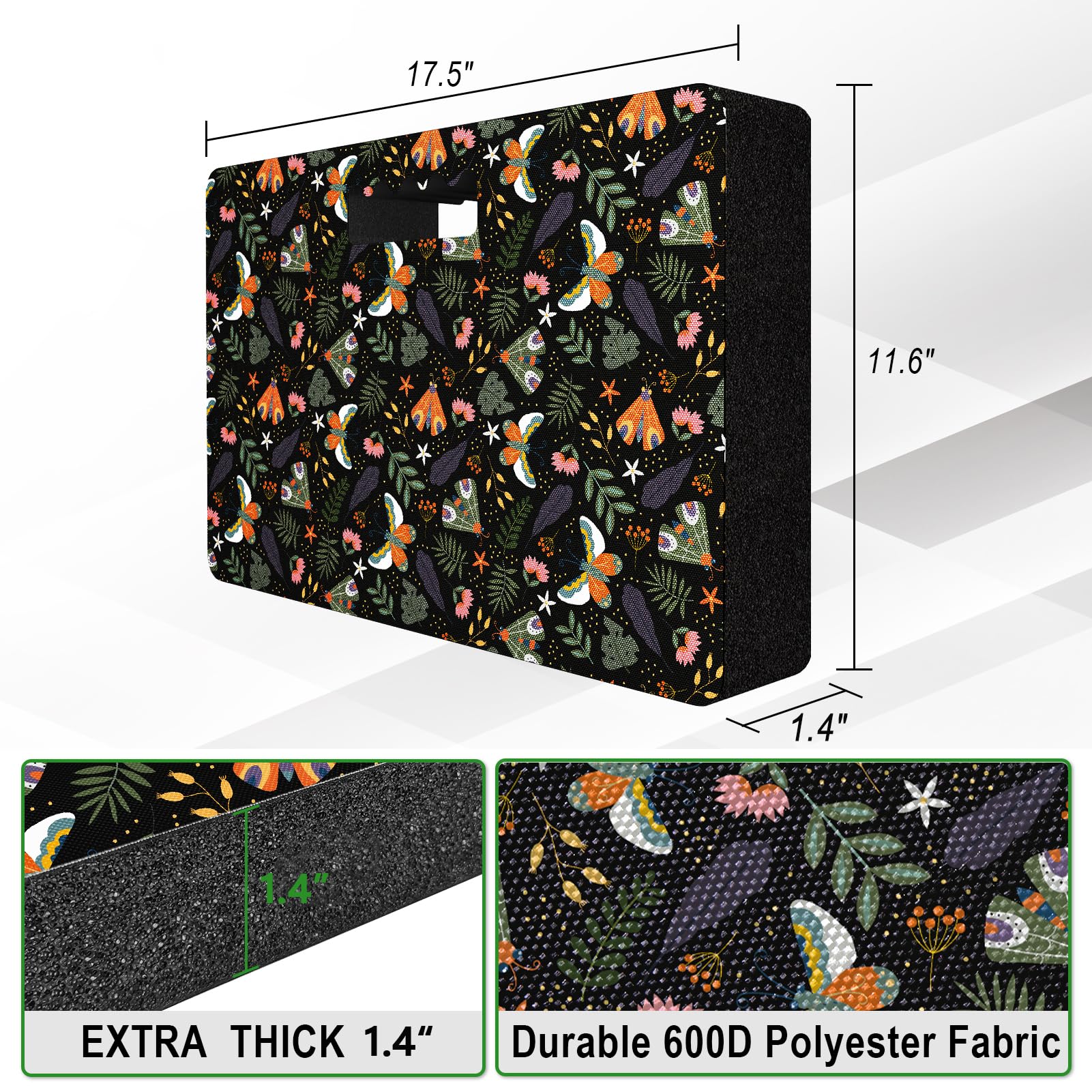 FREEKYROCK kneeling pad shows anti-slip top and bottom layers for stability.