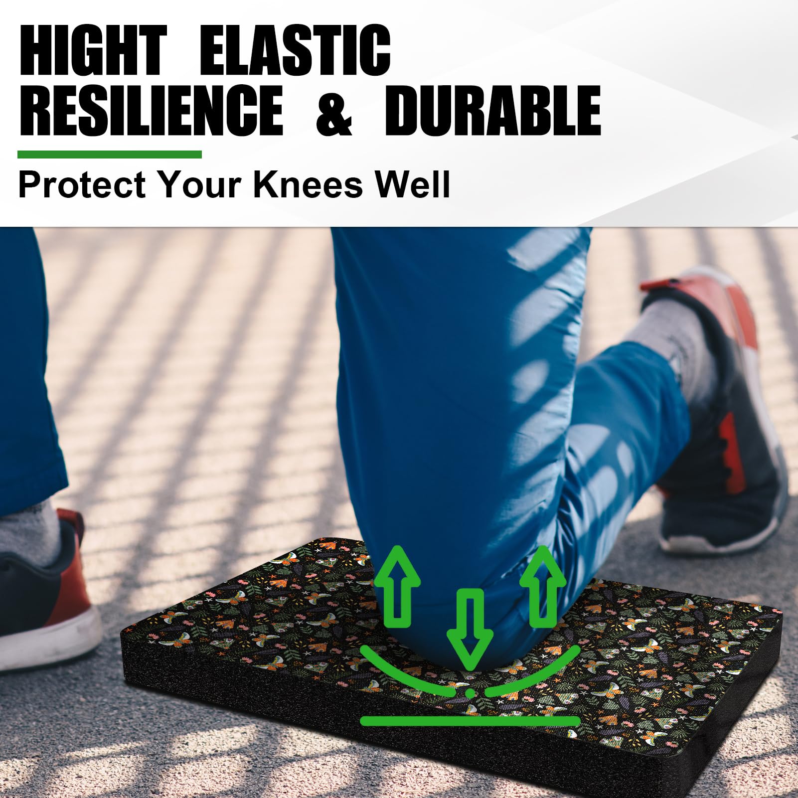 FREEKYROCK kneeling pad demonstrates water and dirt resistance for outdoor use.