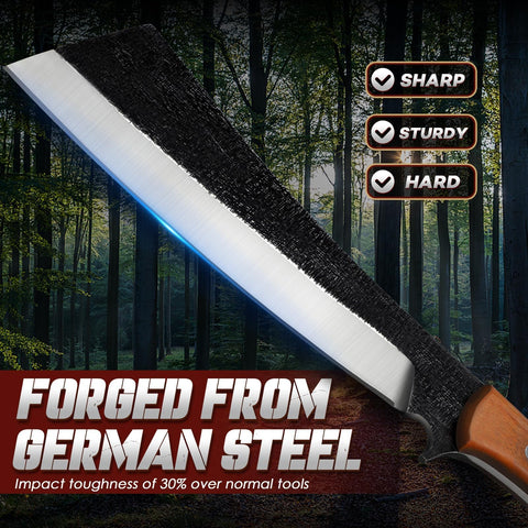 Freelander wood and leather sheath protects blade during storage and transport