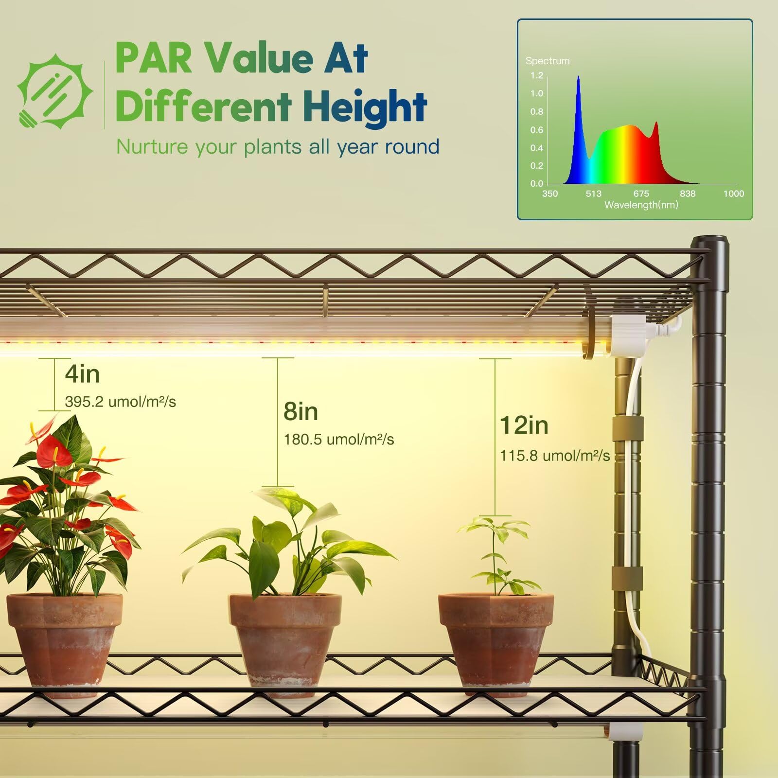 FREELICHT 2ft 5000K full-spectrum fixture boosts seed germination and herb growth.