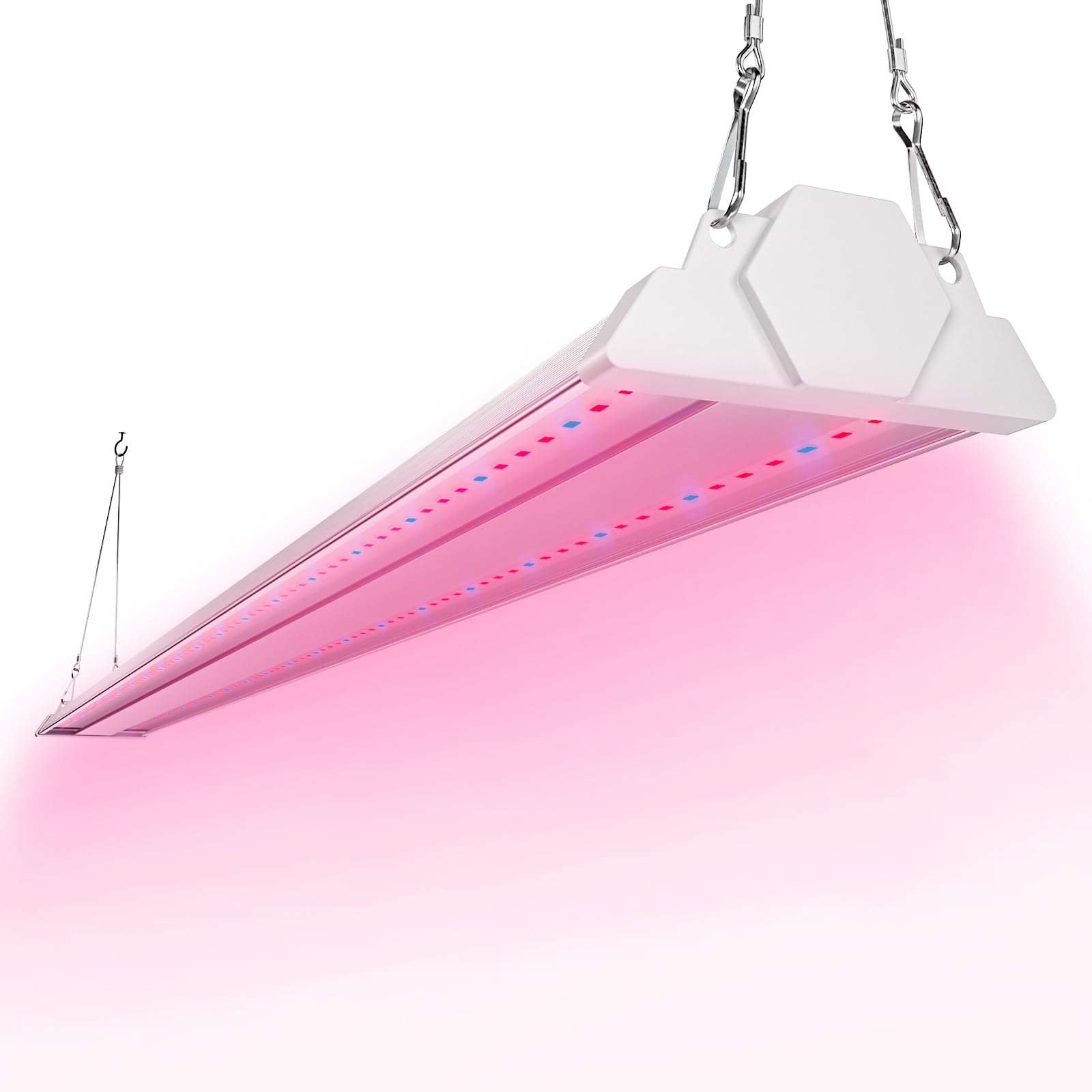 FREELICHT 4ft LED Grow Light mounted above a plant bench for compact indoor gardening