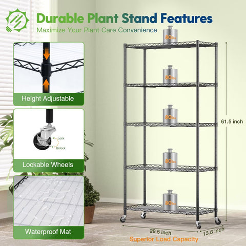 FREELICHT adjustable-height grid fits various plant sizes between levels.