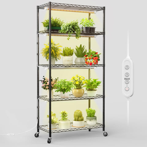 FREELICHT plant shelf with grow light, 5-tier design for space-efficient indoor gardening.