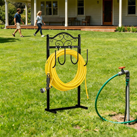 Freexployer 100ft hose storage solution minimizes tangles and clutter.