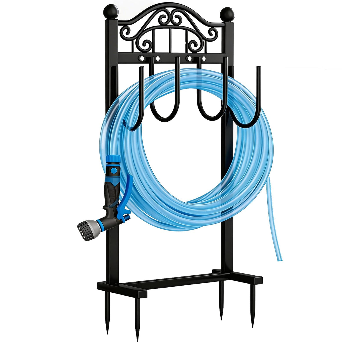 Freexployer garden hose holder with quad-anchor base offering stable hose storage.