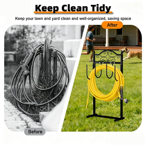 Freexployer garden hose holder rust-resistant finish withstands weather.