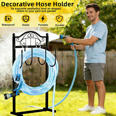 Freexployer hose holder ideal for soil or grass surfaces with stable setup.