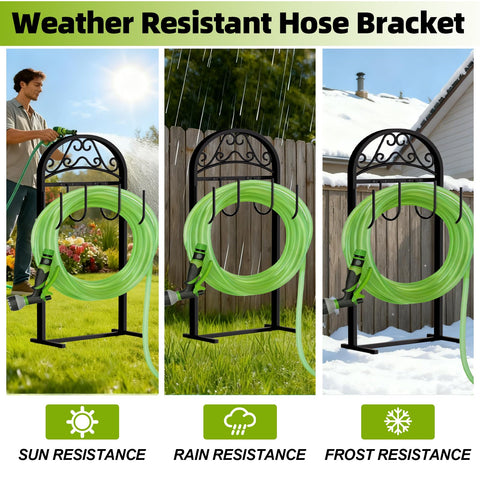 Holds up to 100 ft hose reel for easy watering reach