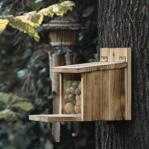 Freezing Point squirrel feeder acrylic window detail enables quick food view.