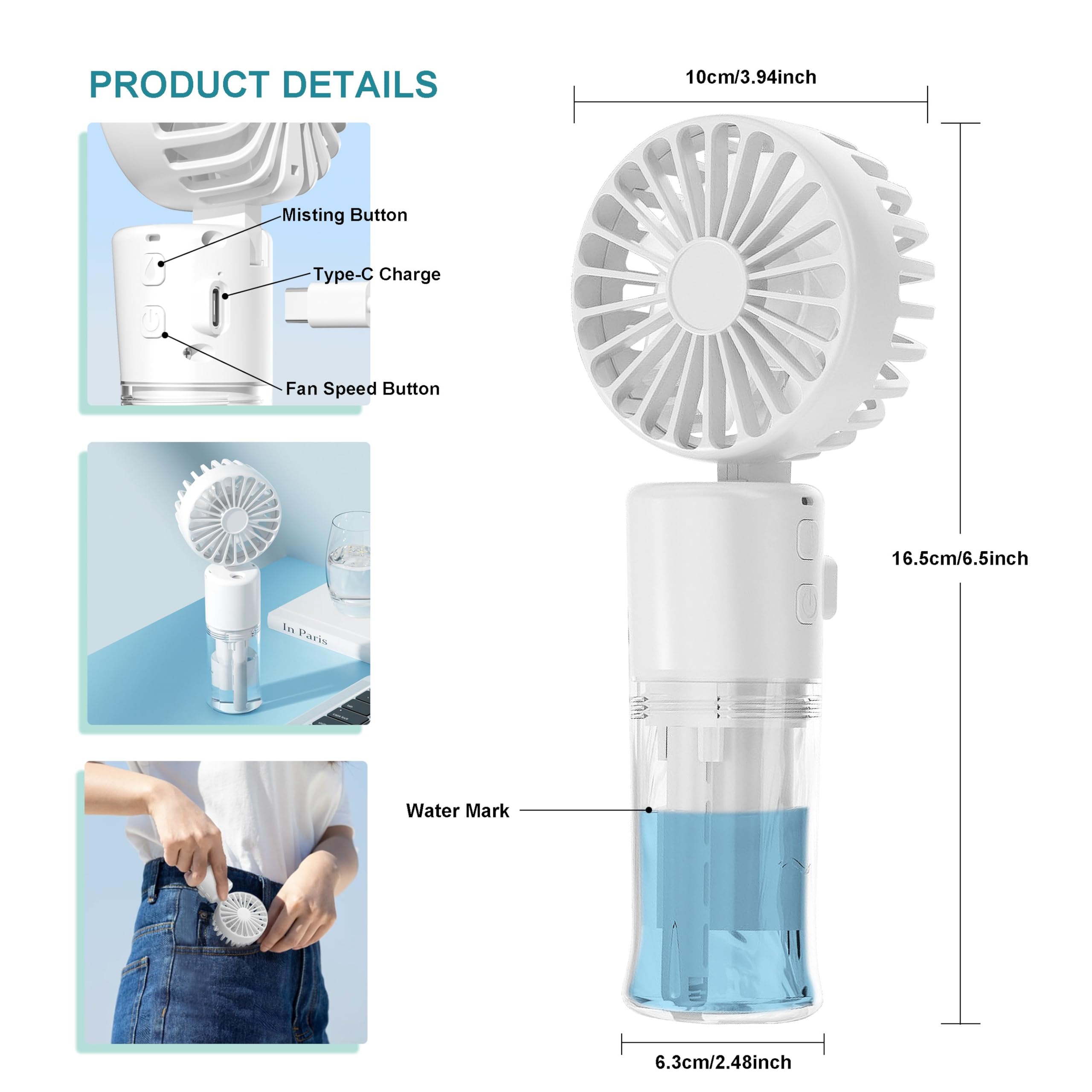 Frelisiy desktop fan with 55ml water tank for gentle indoor mist
