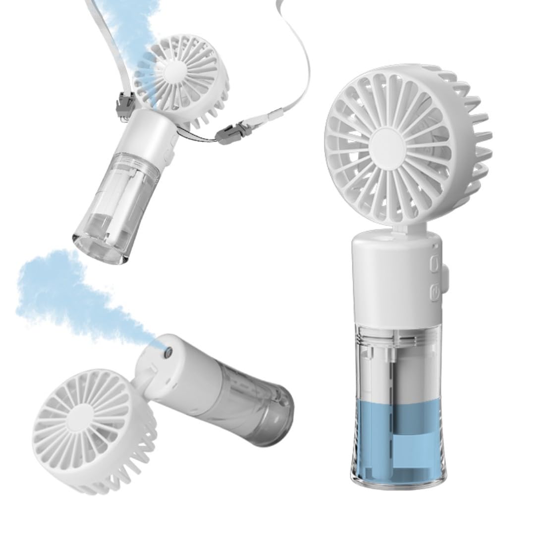 Frelisiy handheld misting fan with 360-degree adjustability for portable cooling