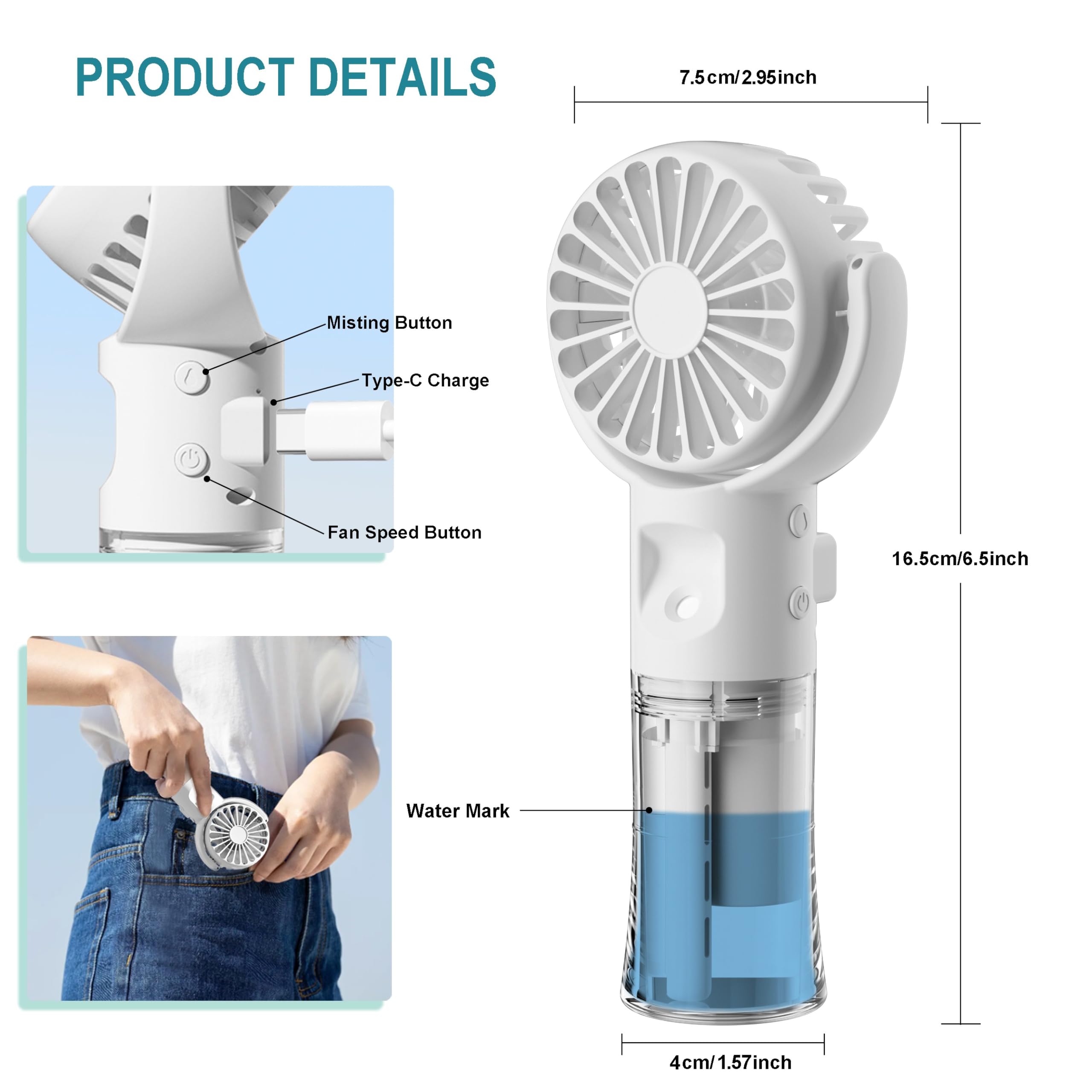 Frelisiy misting fan 360-degree swivel for versatile cooling.