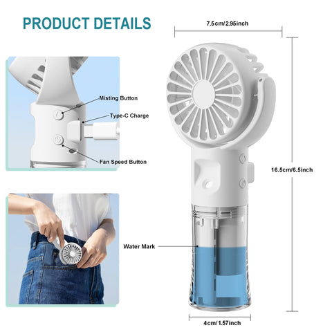 Frelisiy misting fan 360-degree swivel for versatile cooling.