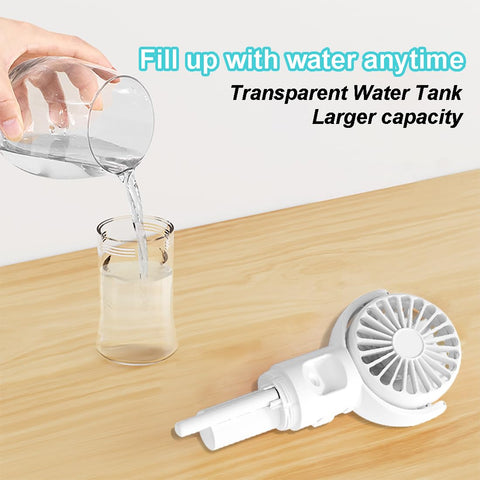 Frelisiy misting fan 55ml water tank enables extended mist.