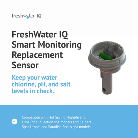 FreshWater Smart Monitoring Sensor display showing live tests for spa water