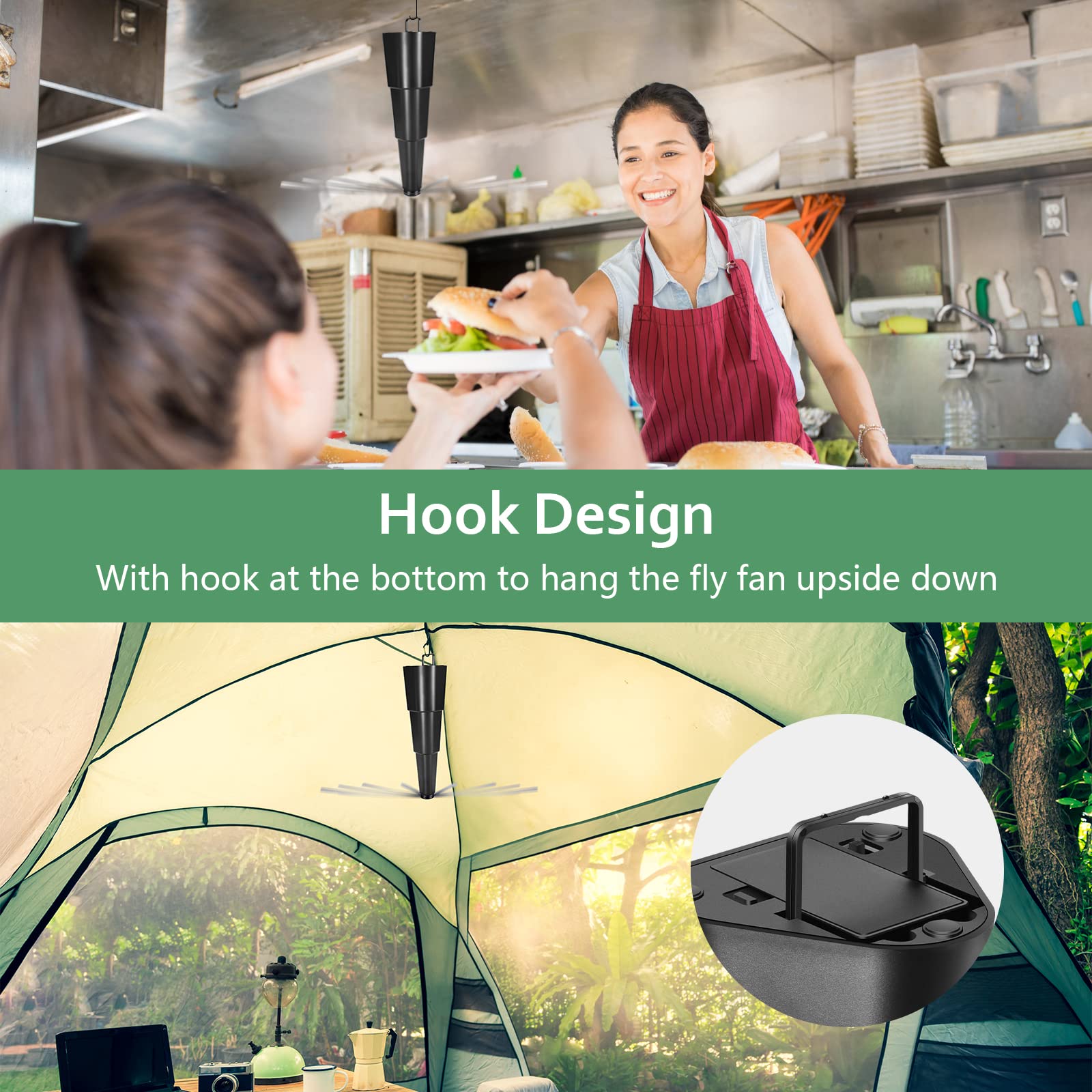 Fretech Fly Fans are battery-powered and portable for picnics and parties.