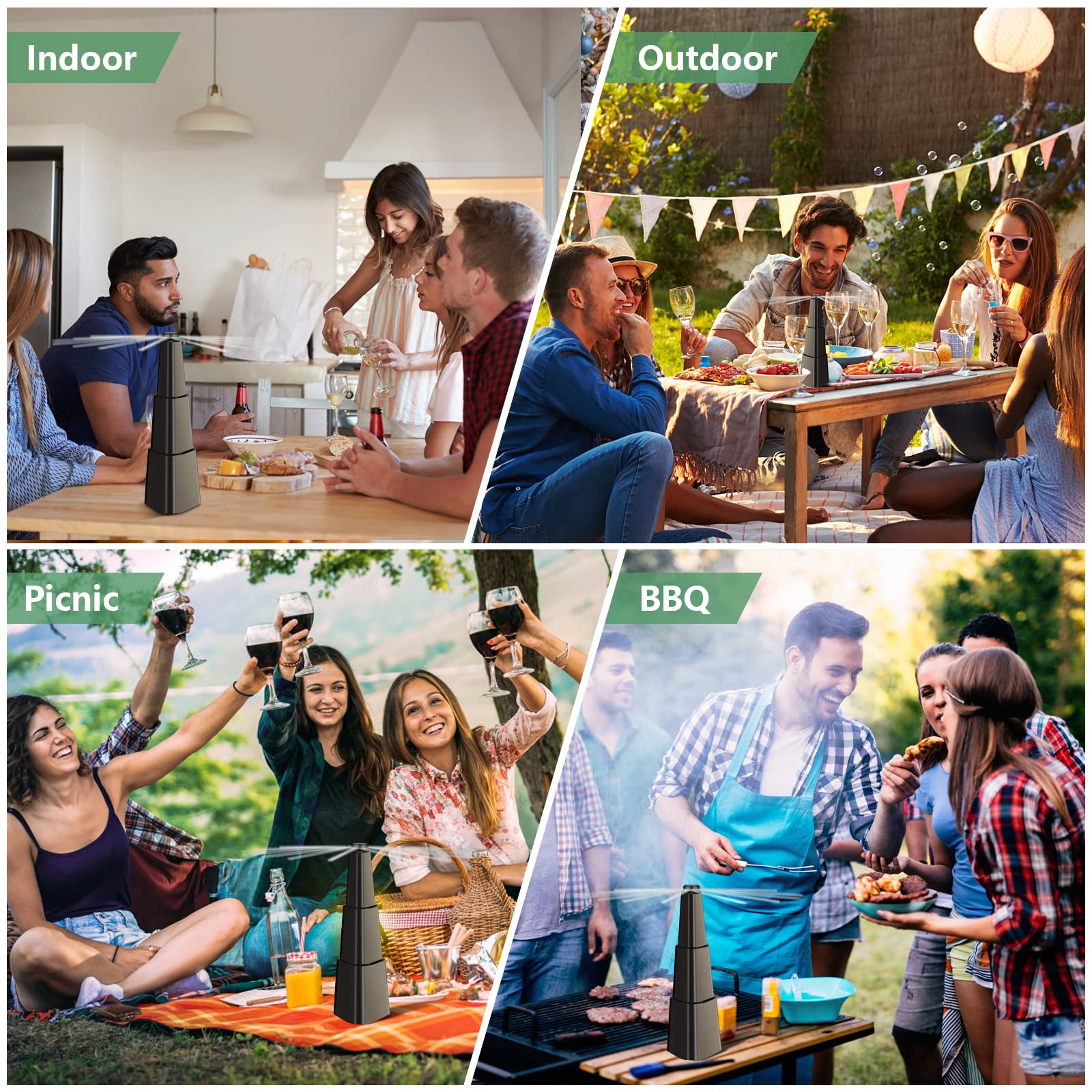 Fretech Fly Fans deliver low-noise performance for relaxed outdoor dining.