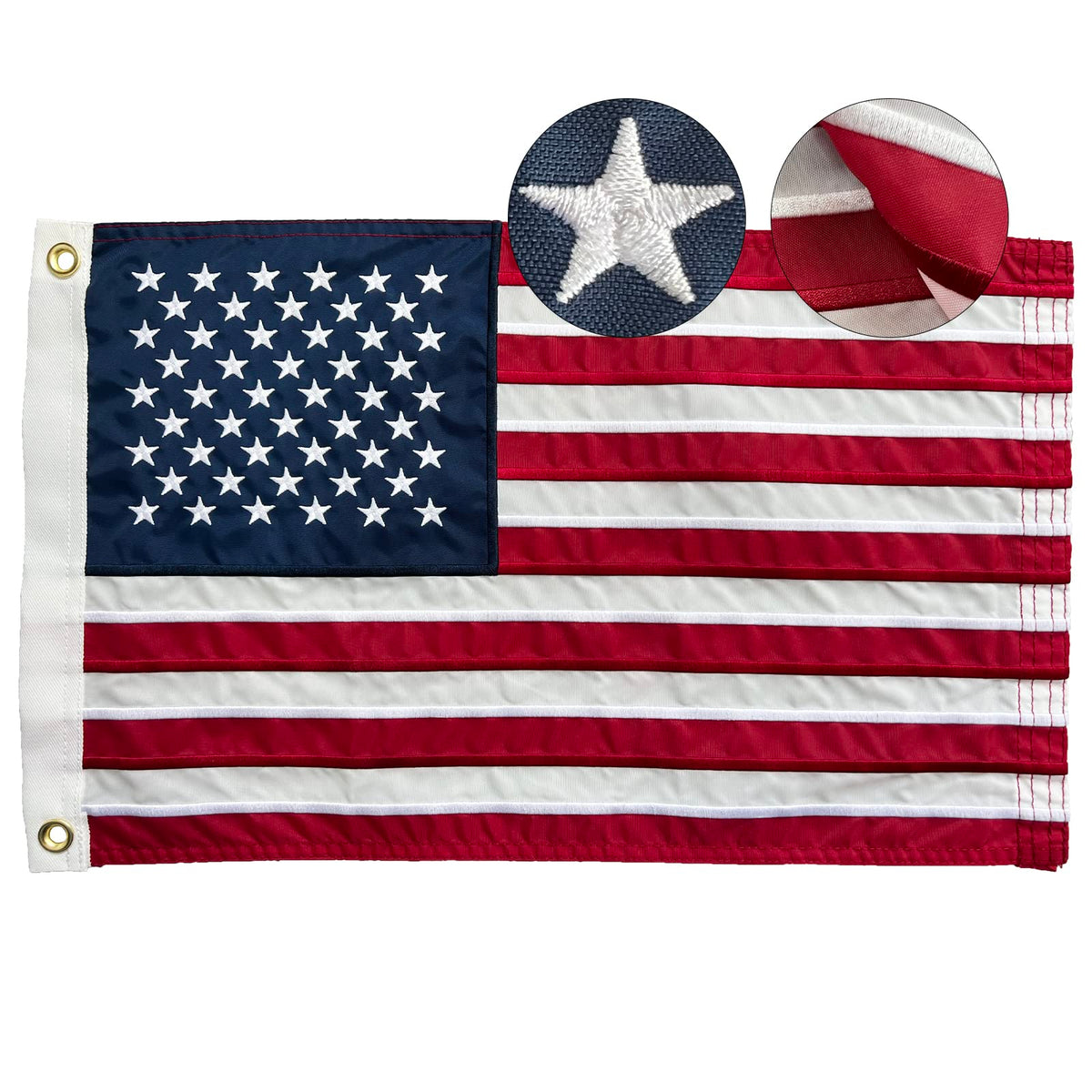 FRF FLAG American flag 12x18, embroidered stars for durable outdoor display.