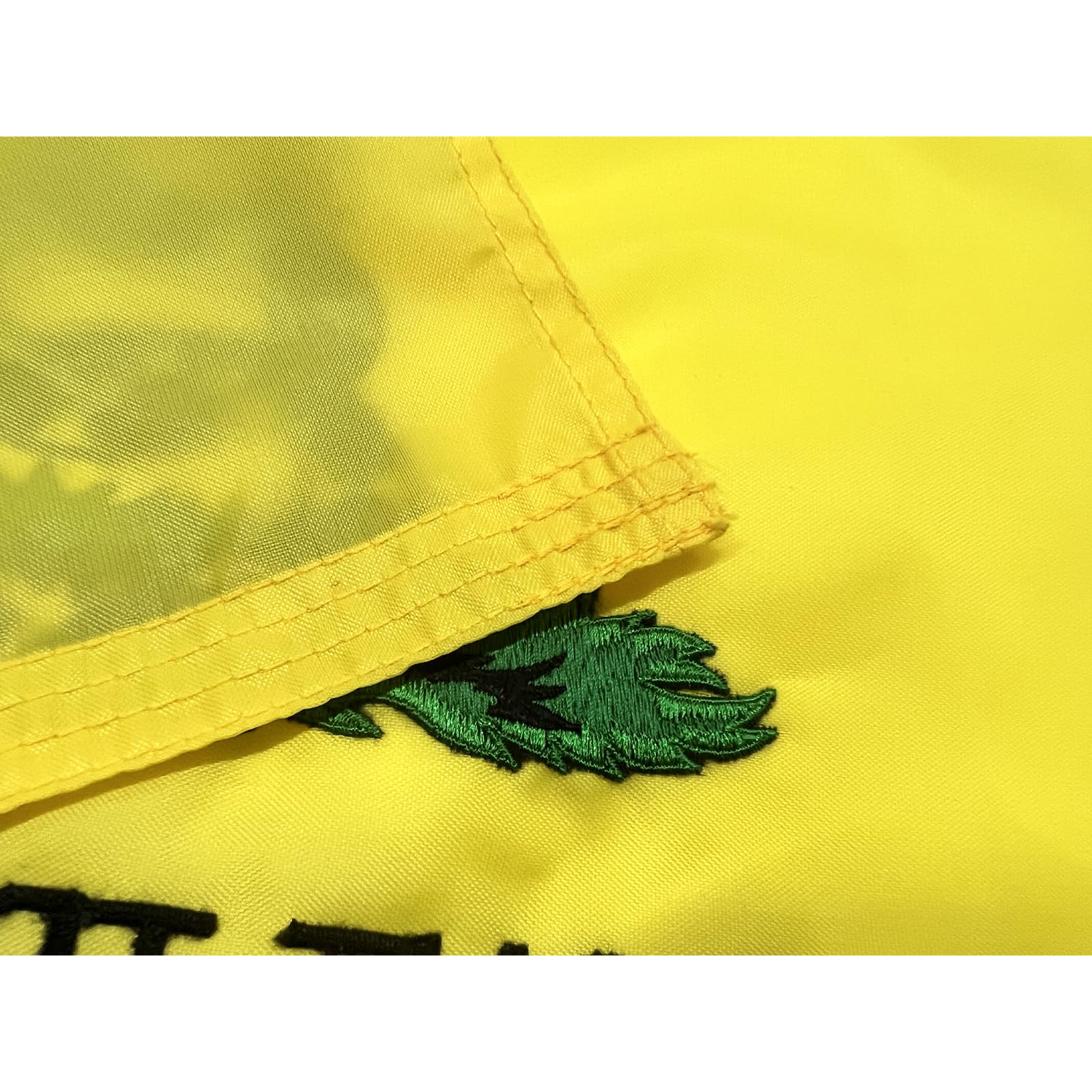 FRF embroidered flag features four rows of lower stitches for longevity
