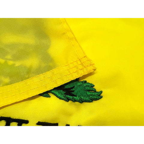 FRF embroidered flag features four rows of lower stitches for longevity