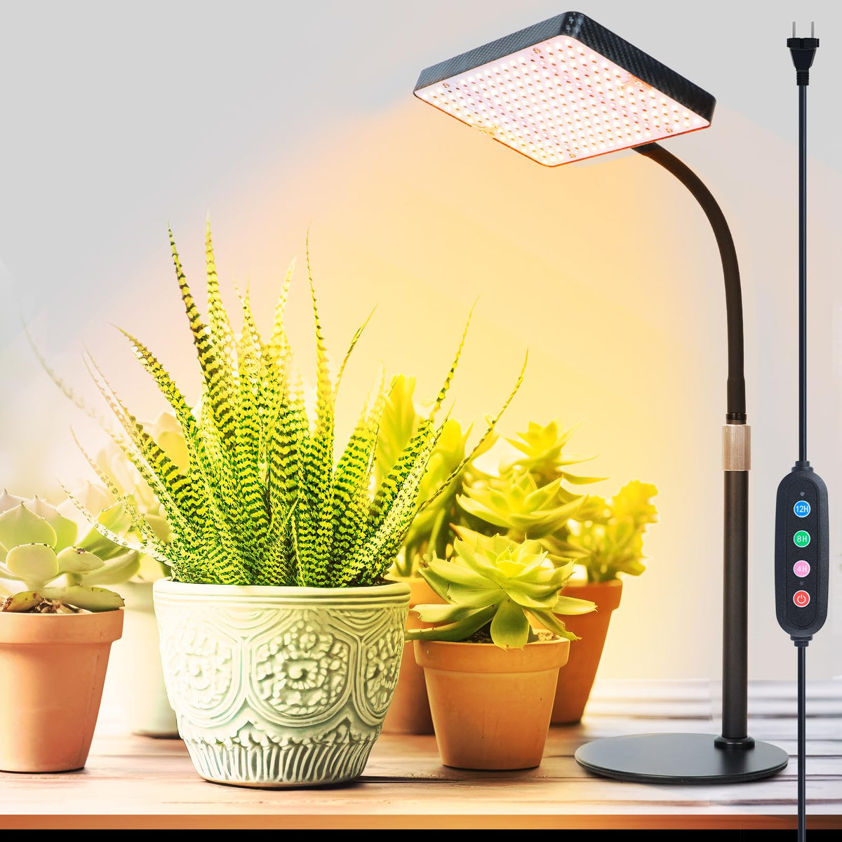 FRGROW 2026 tabletop grow light front view enhances seedling growth with full-spectrum light.