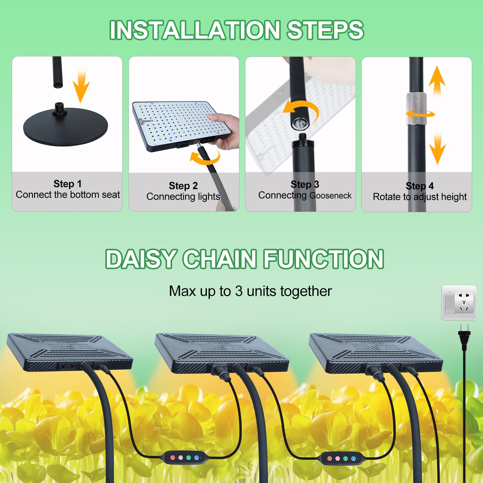 FRGROW 2026 tabletop grow light height adjustment aids plant-stage changes.