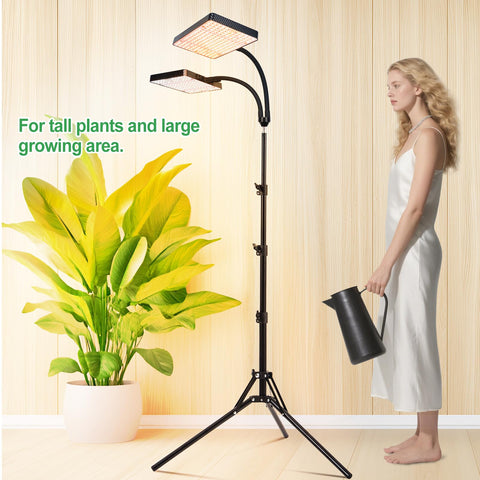 FRGROW tripod stand shows height adjustment from 40 to 64 inches for tall plants.