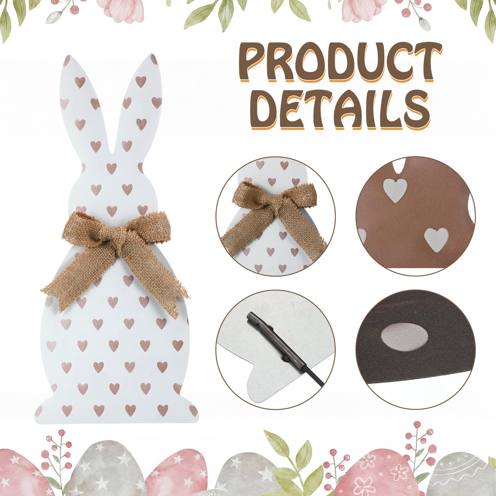 Frienda Easter Bunny stake with hearts design enhances welcoming garden atmosphere.