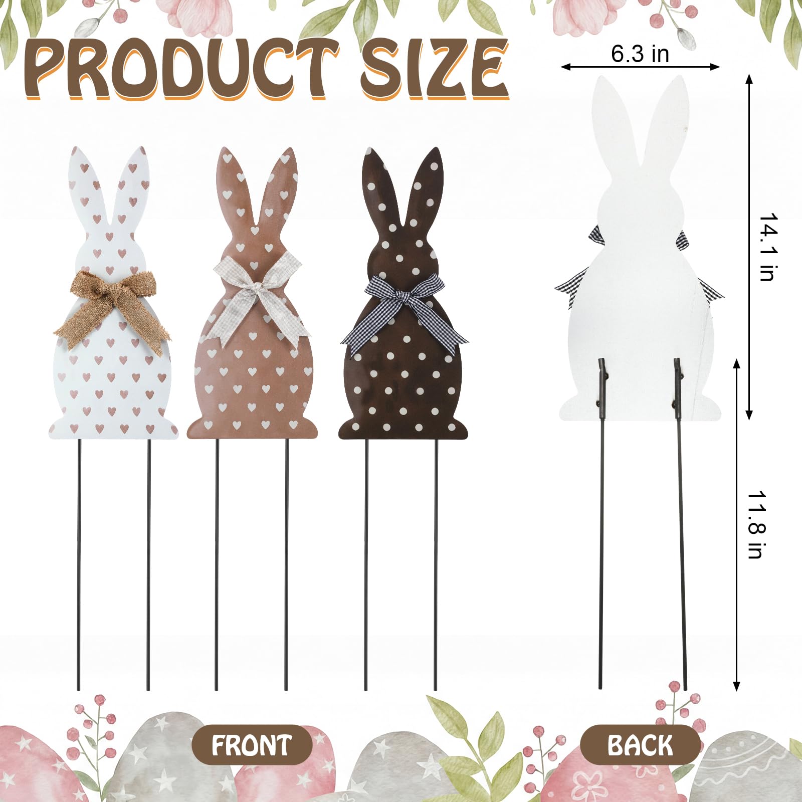 Frienda Easter Bunny stake with polka dots boosts festive garden accents.