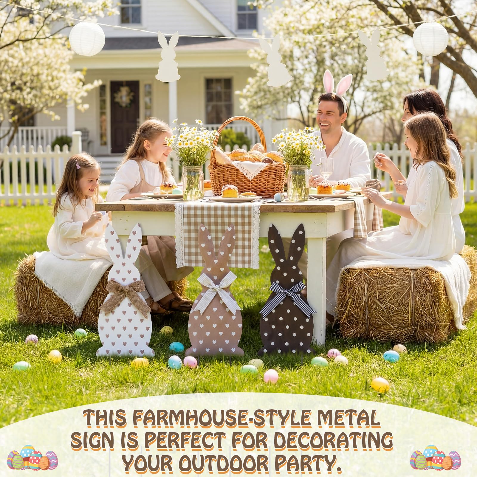 Frienda Easter Bunny stake with wave design adds movement to garden display.