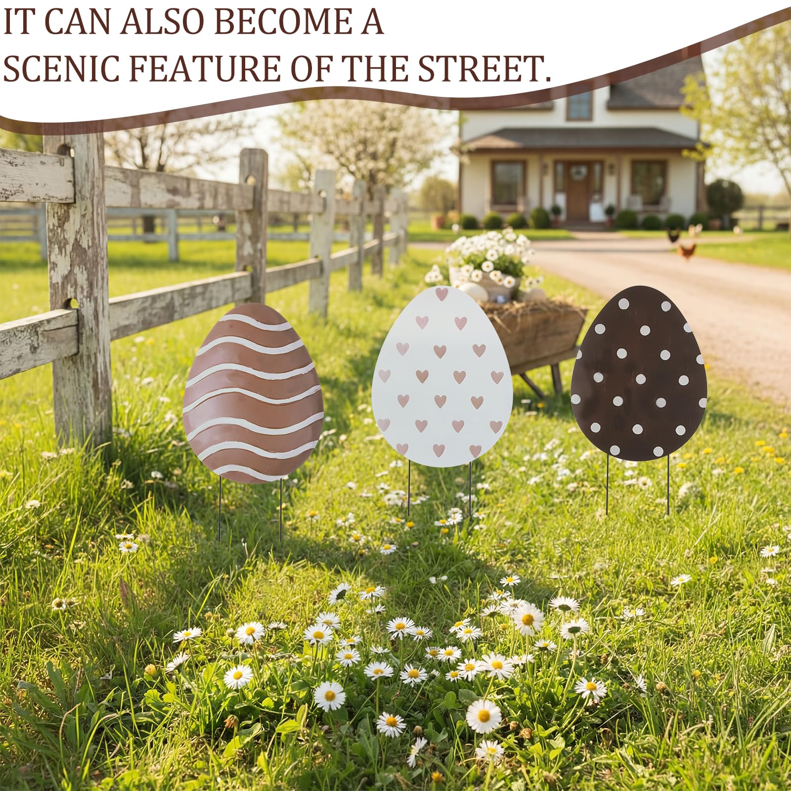 Frienda Weatherproof Easter egg yard signs withstand spring weather for lasting decor.