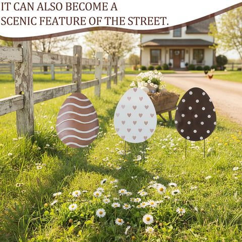 Frienda Weatherproof Easter egg yard signs withstand spring weather for lasting decor.