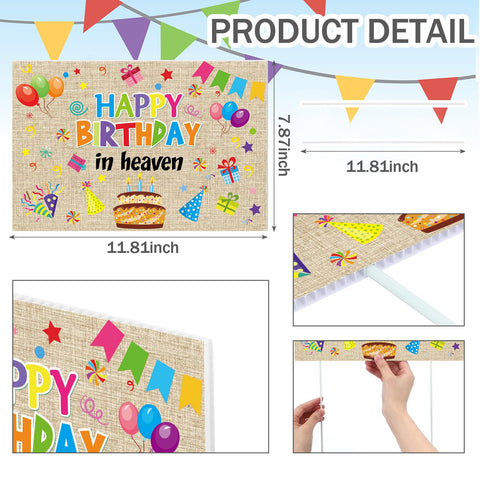 Frienda yard sign features cakes and confetti for a heartfelt graveside tribute.
