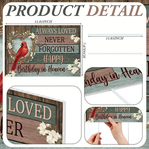 Frienda yard sign with cardinal illustration, ideal for cemetery memorial displays.