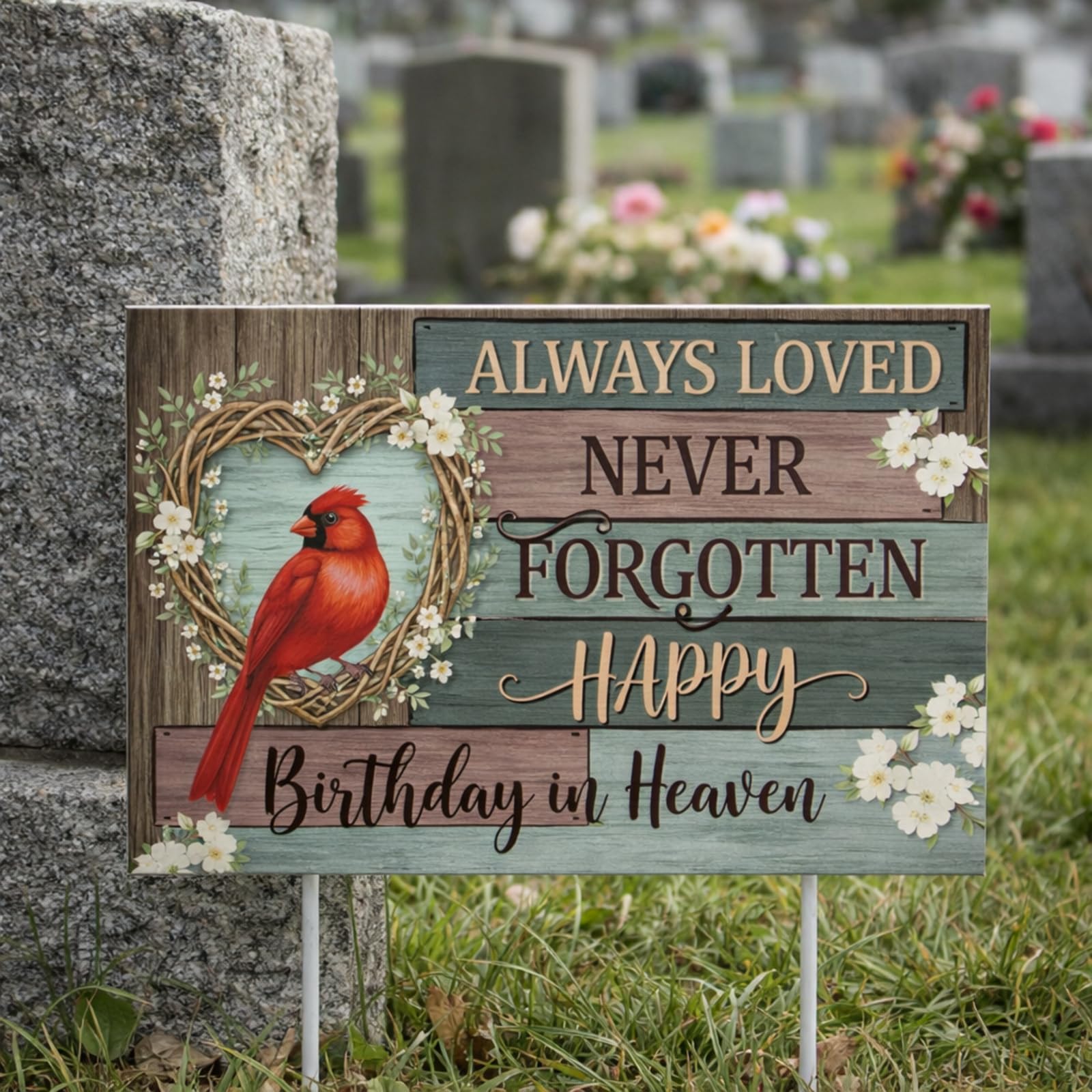 Frienda Happy Birthday in Heaven yard sign outdoor weatherproof for year-round use.