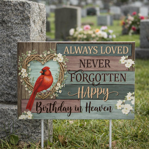 Frienda Happy Birthday in Heaven yard sign outdoor weatherproof for year-round use.