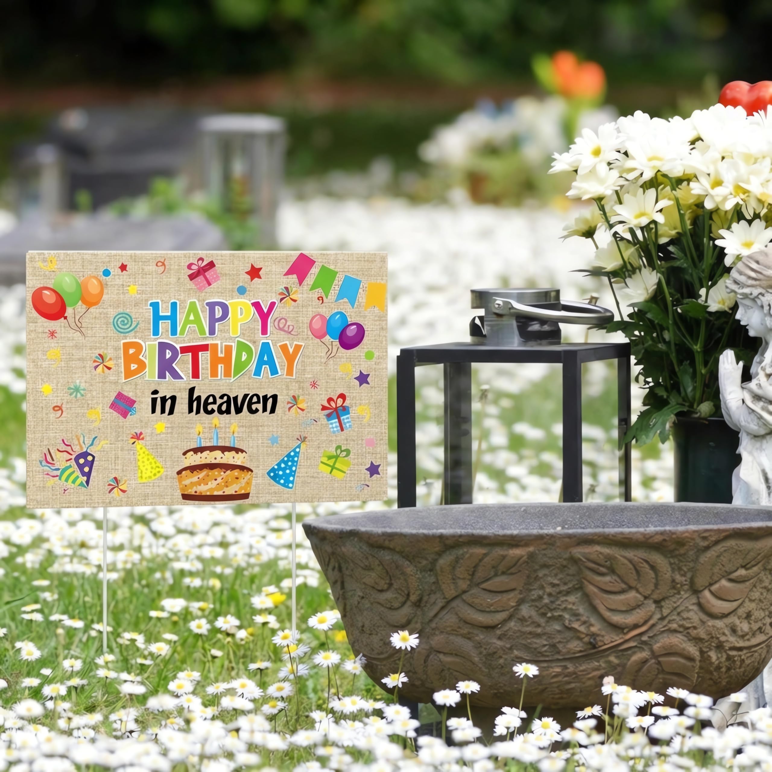 Frienda sign includes two stakes for quick outdoor installation.