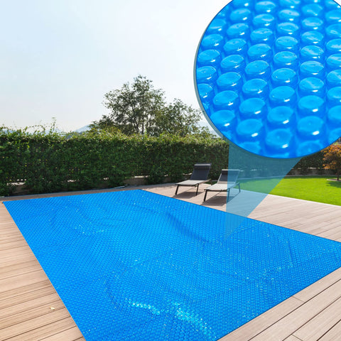 Frienda heavy-duty solar blanket protects pools from debris while saving energy.