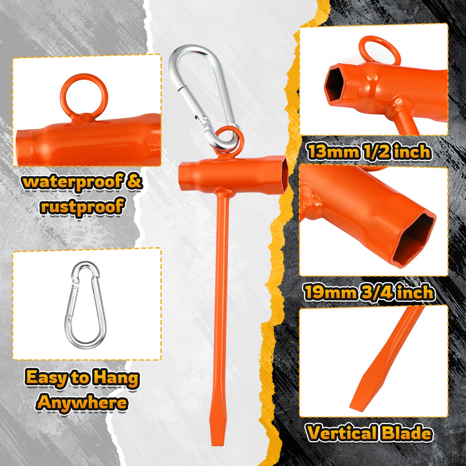 Frienda metal hooks for quick attachment to belts or bags.