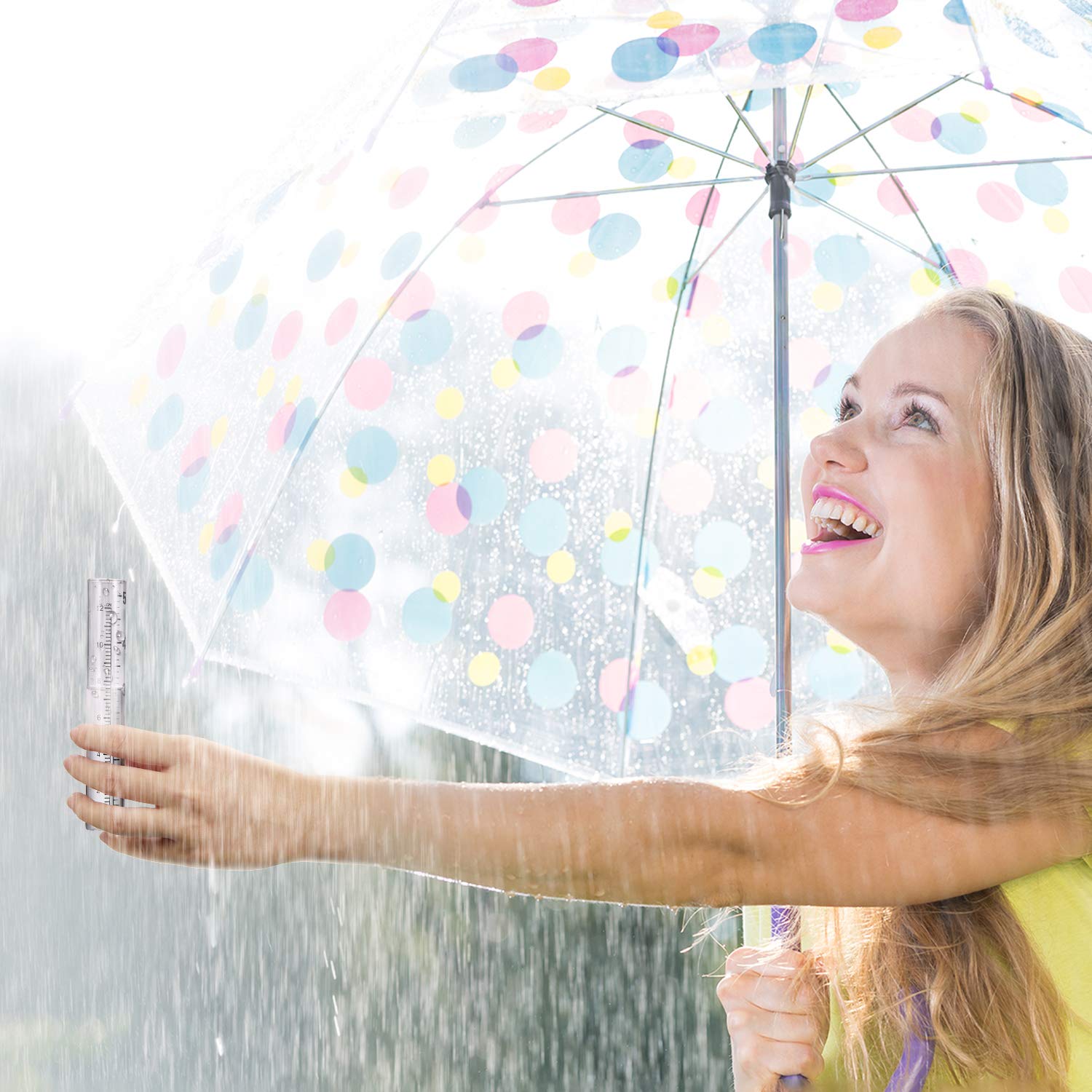 Frienda rain gauge designed for fence or deck mounting to monitor rainfall.