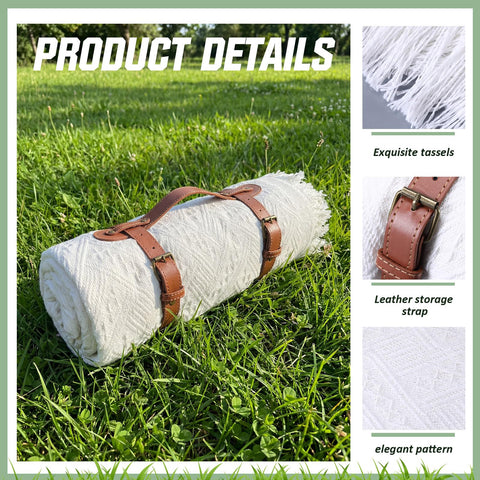 Frienda woven cotton texture blanket showing breathable, soft surface for sitting.