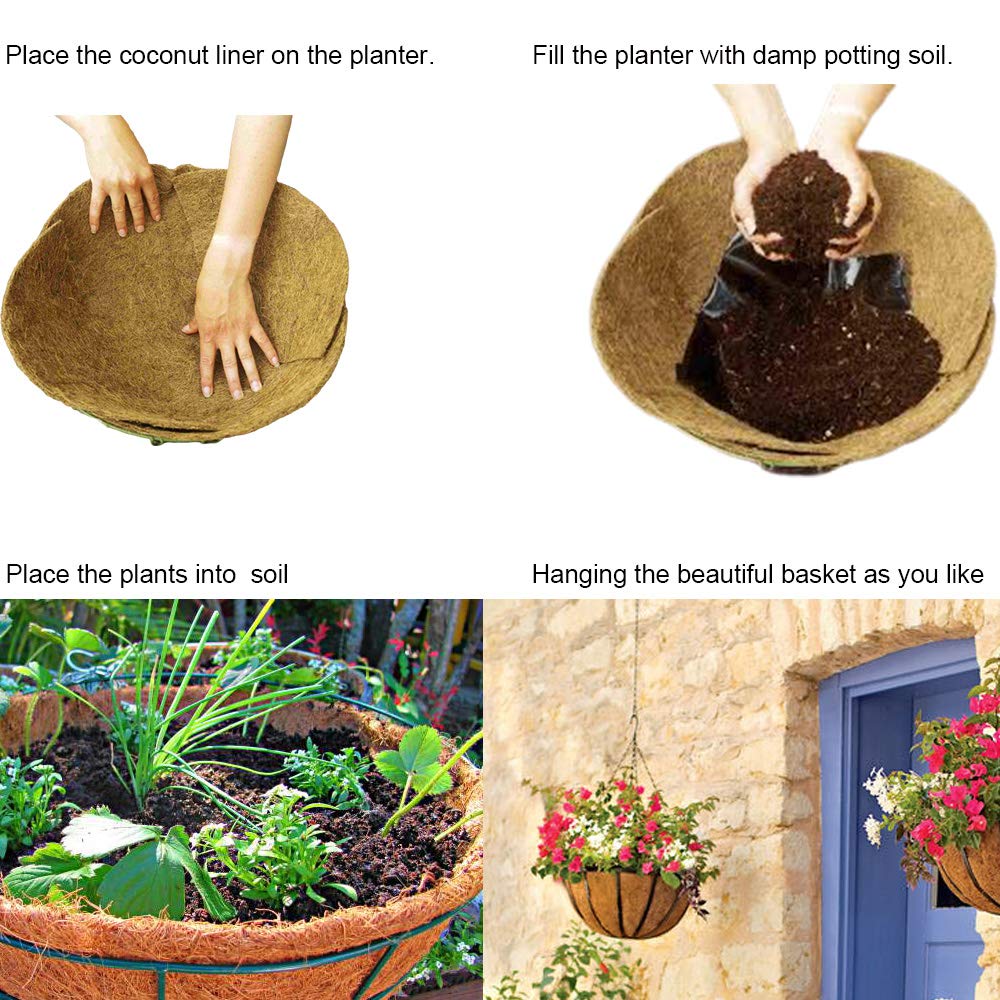 Frillybutts 24-inch outer-view coco liner showing natural texture for outdoor planters