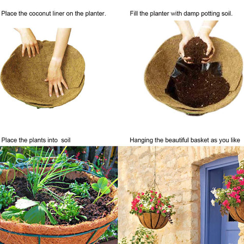 Frillybutts 24-inch outer-view coco liner showing natural texture for outdoor planters