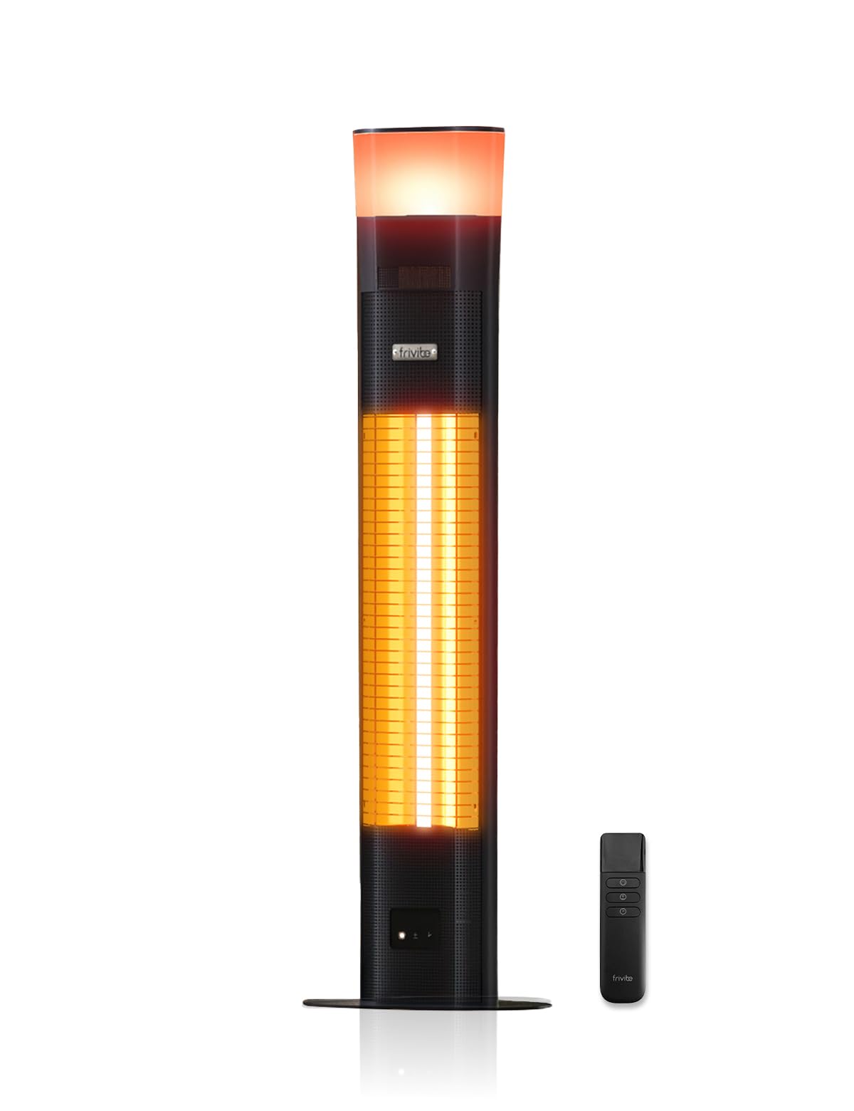 Frivibe 3-in-1 outdoor heater with warmth, speaker, and ambient lighting for patios.