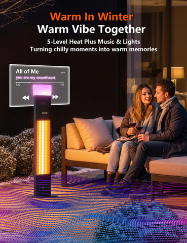 Infrared warmth from Frivibe heater delivers instant comfort on cool nights.