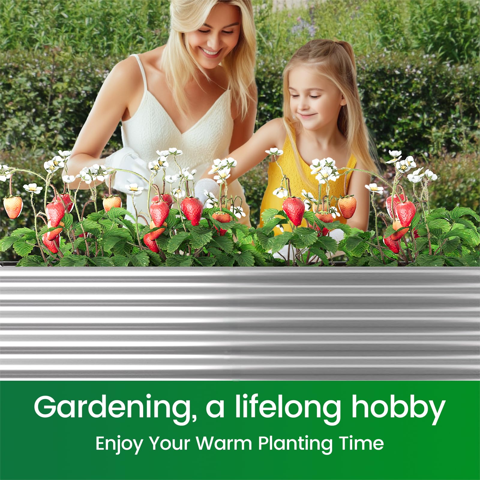 FRIZIONE raised bed reduces bending for comfortable planting and weeding.