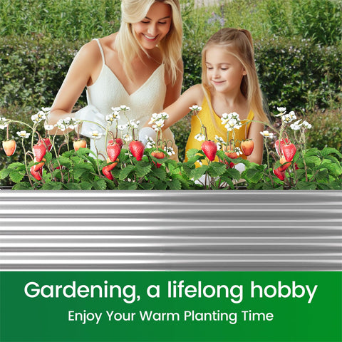 FRIZIONE raised bed reduces bending for comfortable planting and weeding.