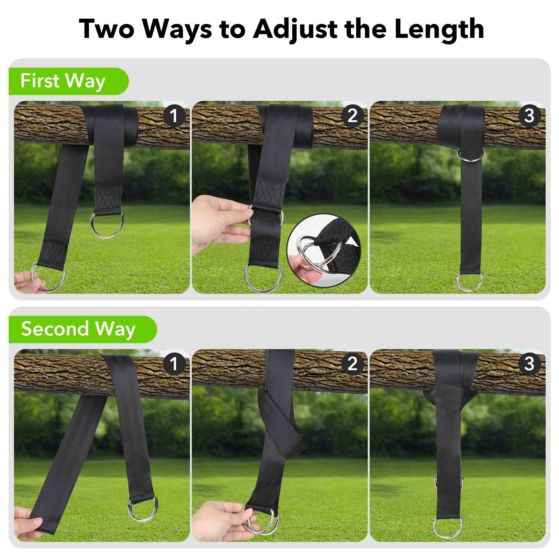 Frocopo quick installation shows how straps wrap around a tree for instant setup.