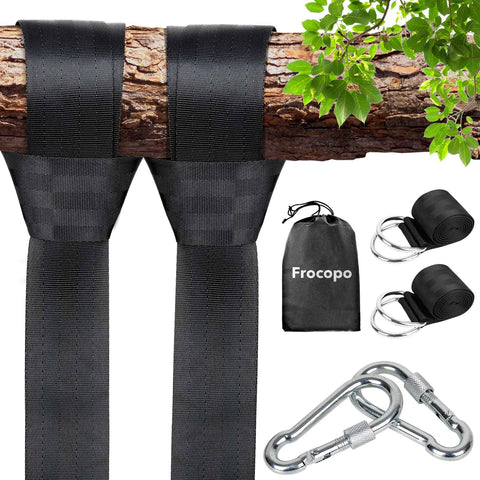 Frocopo tree swing kit in use on a sturdy branch, providing secure, smooth swings.