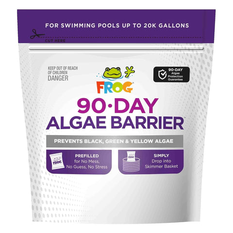 FROG 90-Day Algae Barrier pod in skimmer for easy pool protection